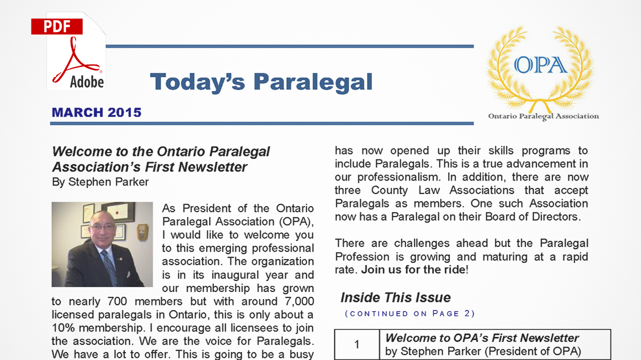 Featured Articles, Today's Paralegal Newsletter