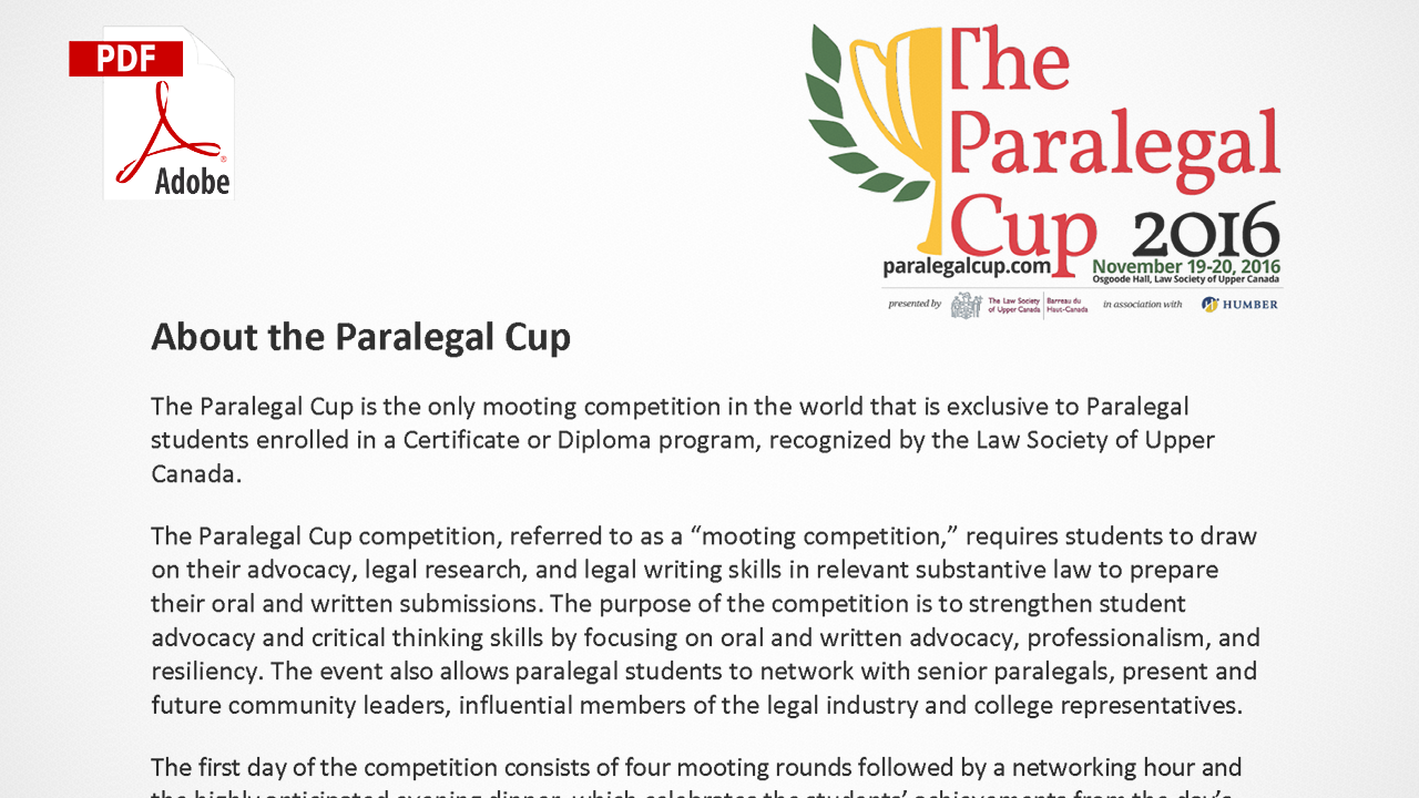 2016 Paralegal Cup Media Kit