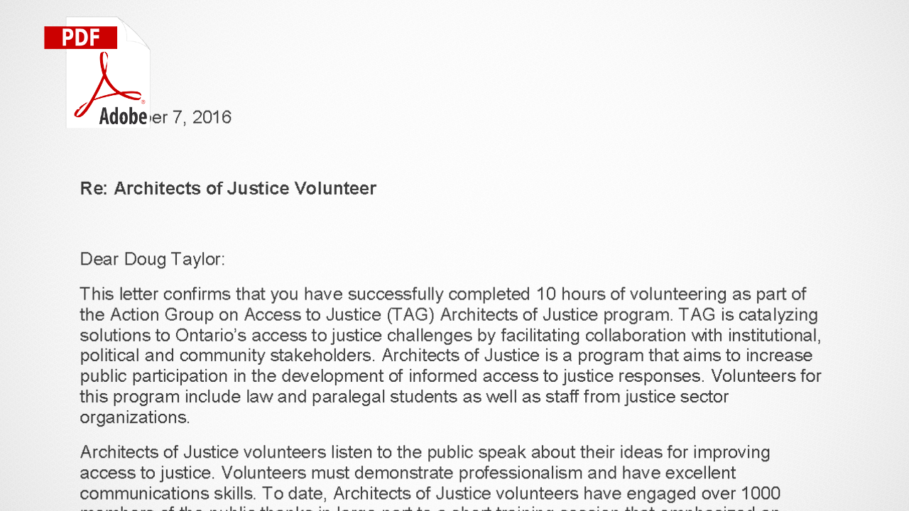 Architect of Justice Volunteer