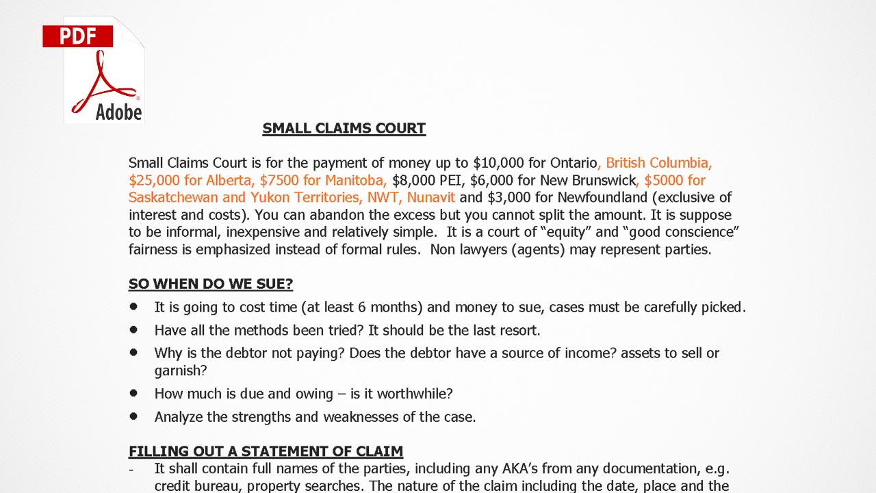 Small Claims Court Seminar