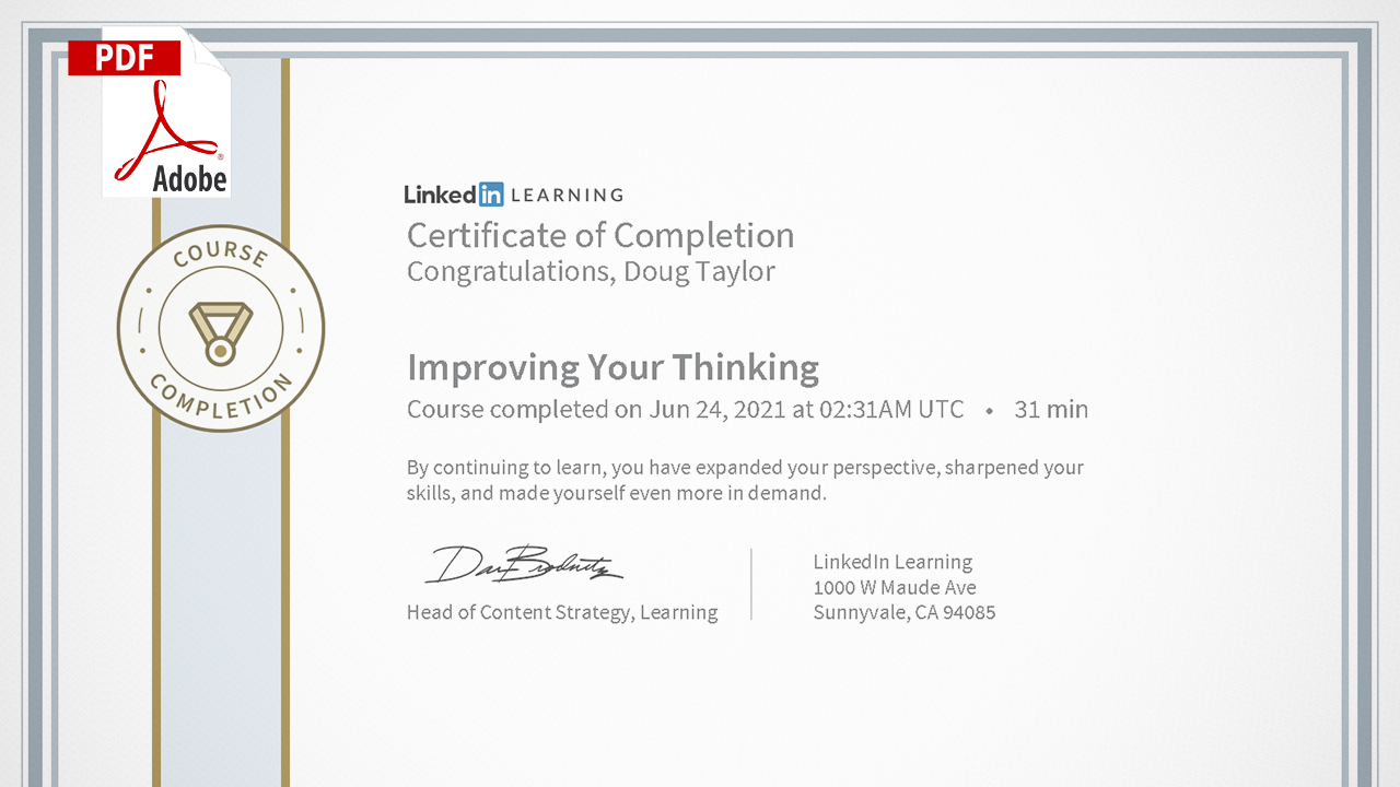 LinkedIn Learning - Improving Your Thinking