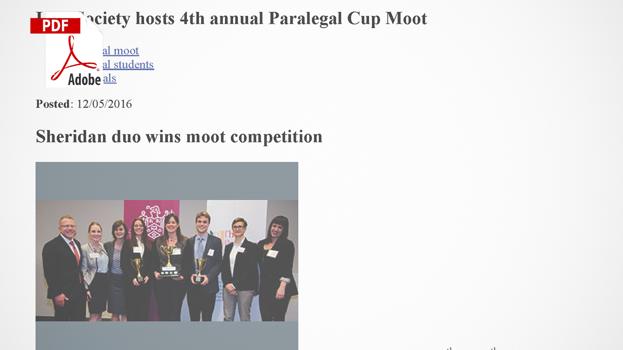 2016 Paralegal Cup, LSO Gazette Article